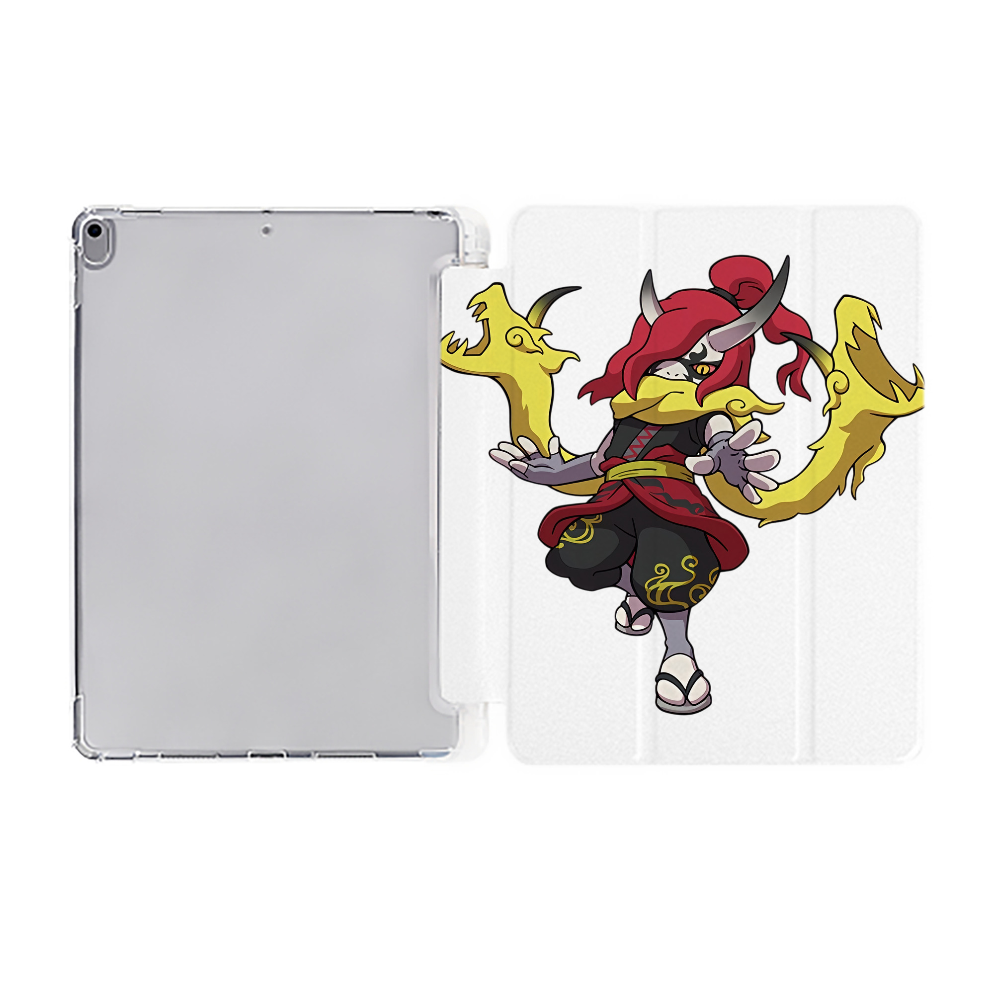 （画像用） 妖怪ウォッチ Yo-kai Watch IPad ケース ペン収納付き 三つ折りスタンド PUレザー×シリコン 対応機種9.5/10.5/10.9インチ